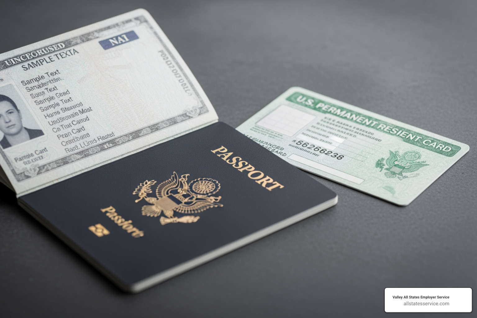 U.S. Passport next to a Permanent Resident Card - Acceptable I-9 documents U.S. Passport next to a Permanent Resident Card - Acceptable I-9 documents