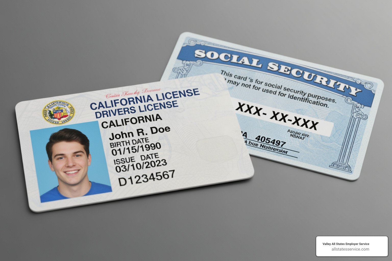 Driver's license next to a Social Security card - Acceptable I-9 documents Driver's license next to a Social Security card - Acceptable I-9 documents
