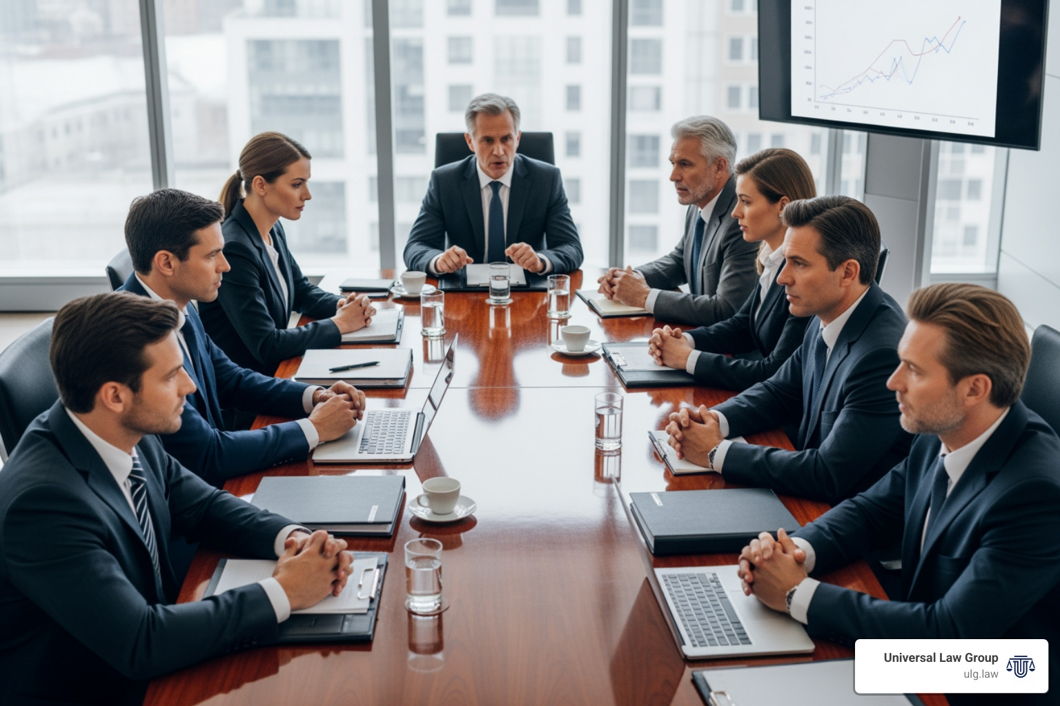 Tense business meeting with lawyers - Houston Business Litigation Lawyer