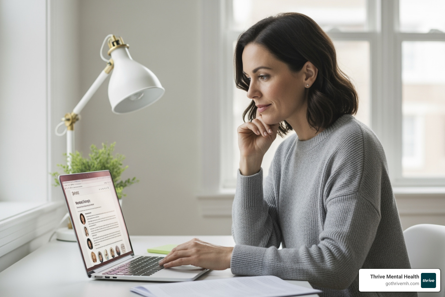 A parent thoughtfully looking at a laptop screen, researching therapists in an online directory - Find a therapist who can suggest an art therapy activity for a teenager with depression. A parent thoughtfully looking at a laptop screen, researching therapists in an online directory - Find a therapist who can suggest an art therapy activity for a teenager with depression.