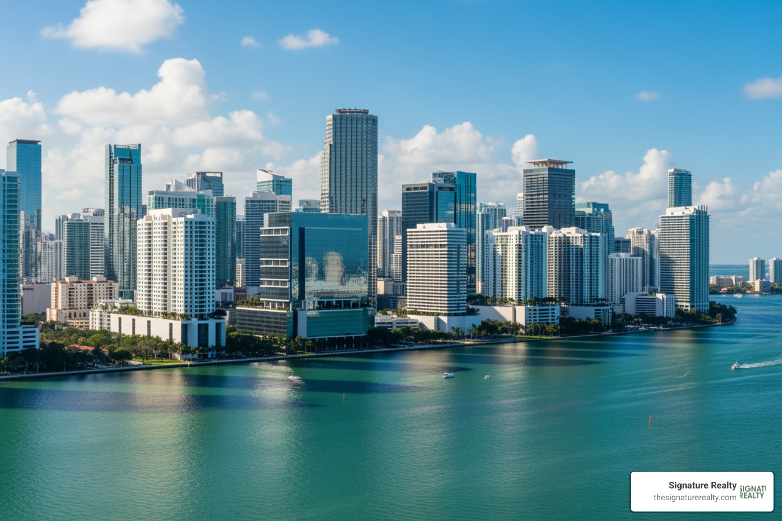 Miami skyline with modern office buildings - commercial real estate broker broward county Miami skyline with modern office buildings - commercial real estate broker broward county