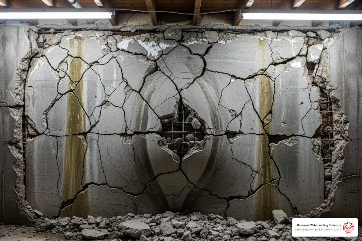 complex, bowing wall requiring more than just injection - epoxy crack injection