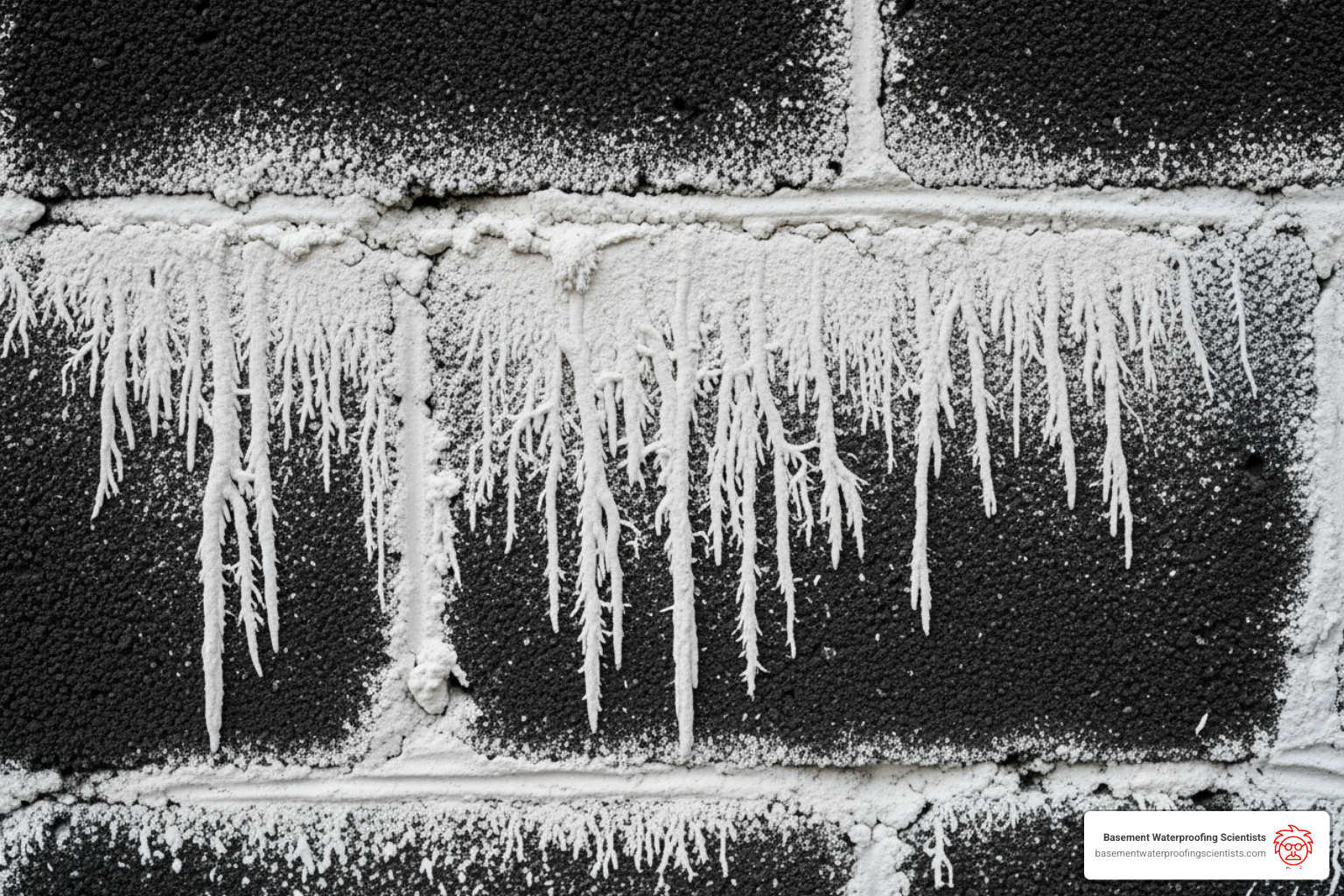 white, powdery efflorescence on a dark block wall - sealing block basement walls white, powdery efflorescence on a dark block wall - sealing block basement walls