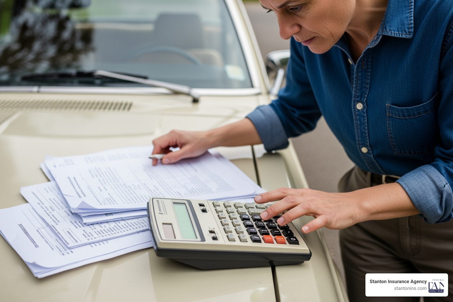 person calculating next to older car - is limited collision worth it person calculating next to older car - is limited collision worth it