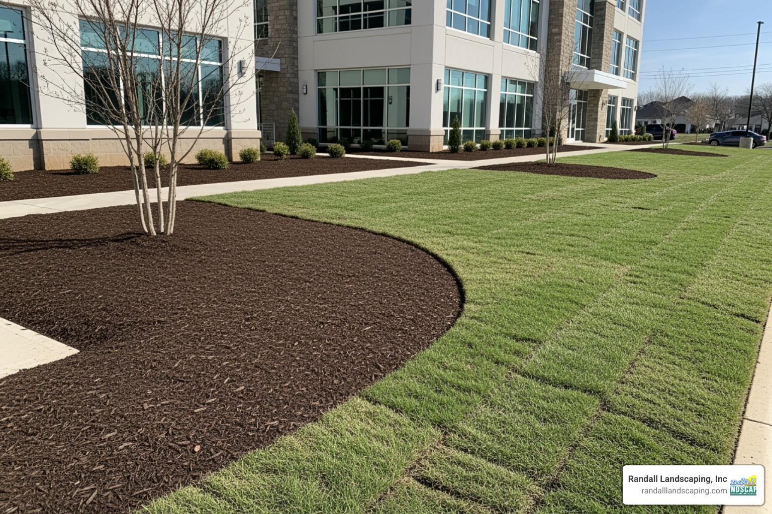 commercial property with fresh mulch - blow in mulch near me