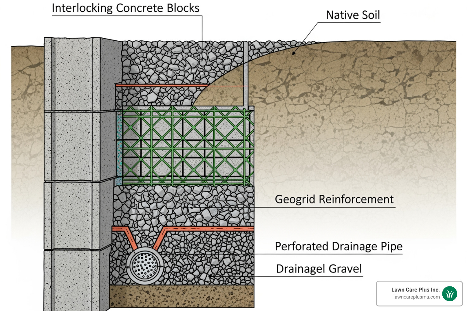 cross-section of reinforced retaining wall - blocks for retaining wall