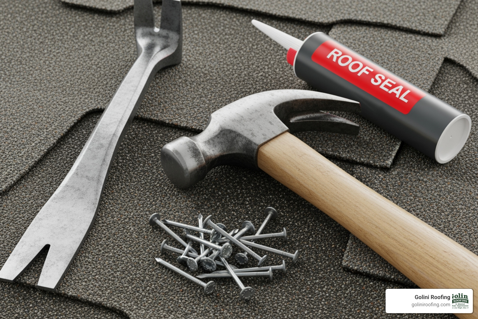 essential shingle repair tools: hammer, pry bar, roofing nails, and sealant - broken roof shingles essential shingle repair tools: hammer, pry bar, roofing nails, and sealant - broken roof shingles