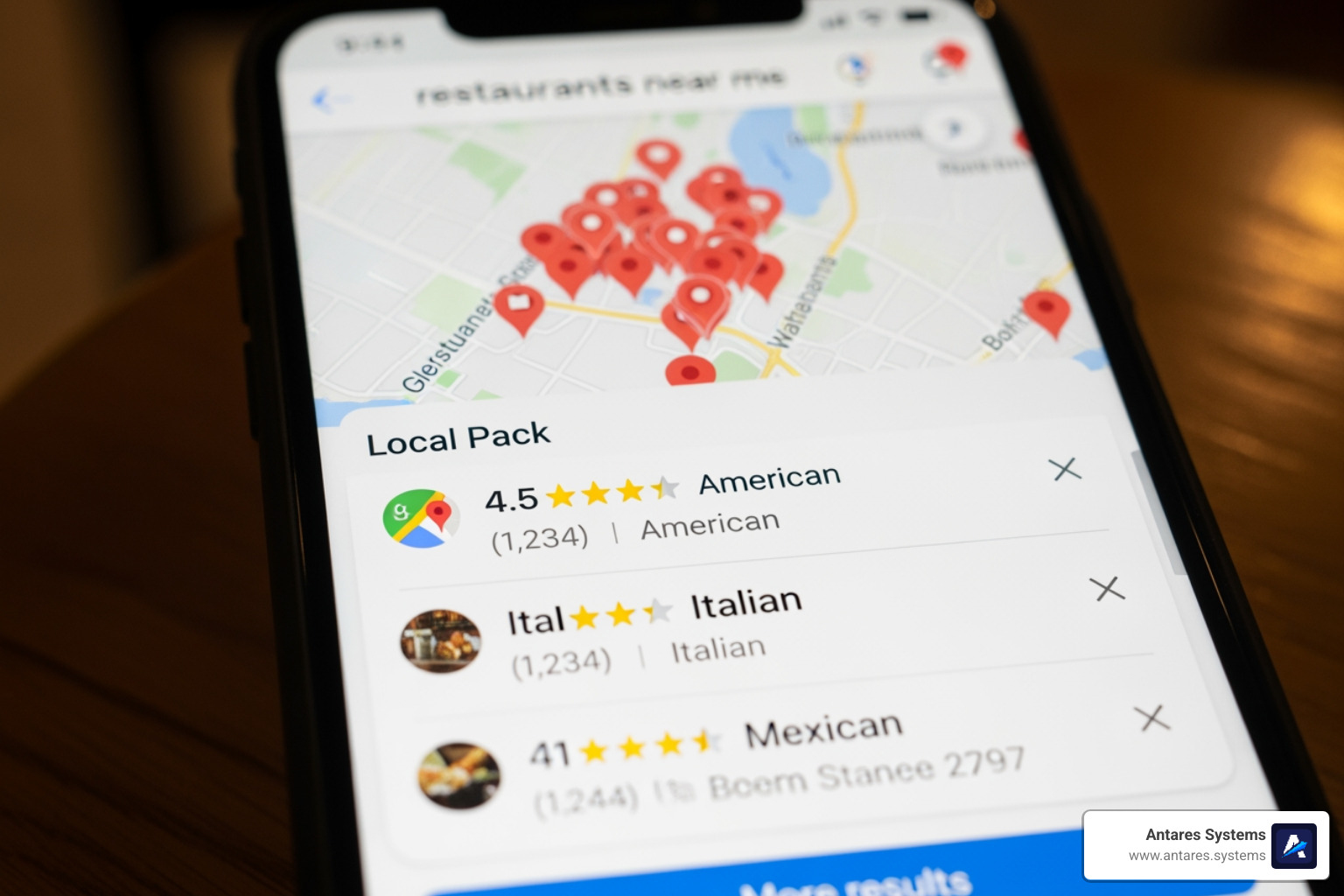 Google Maps search result showing the Google Maps search result showing the