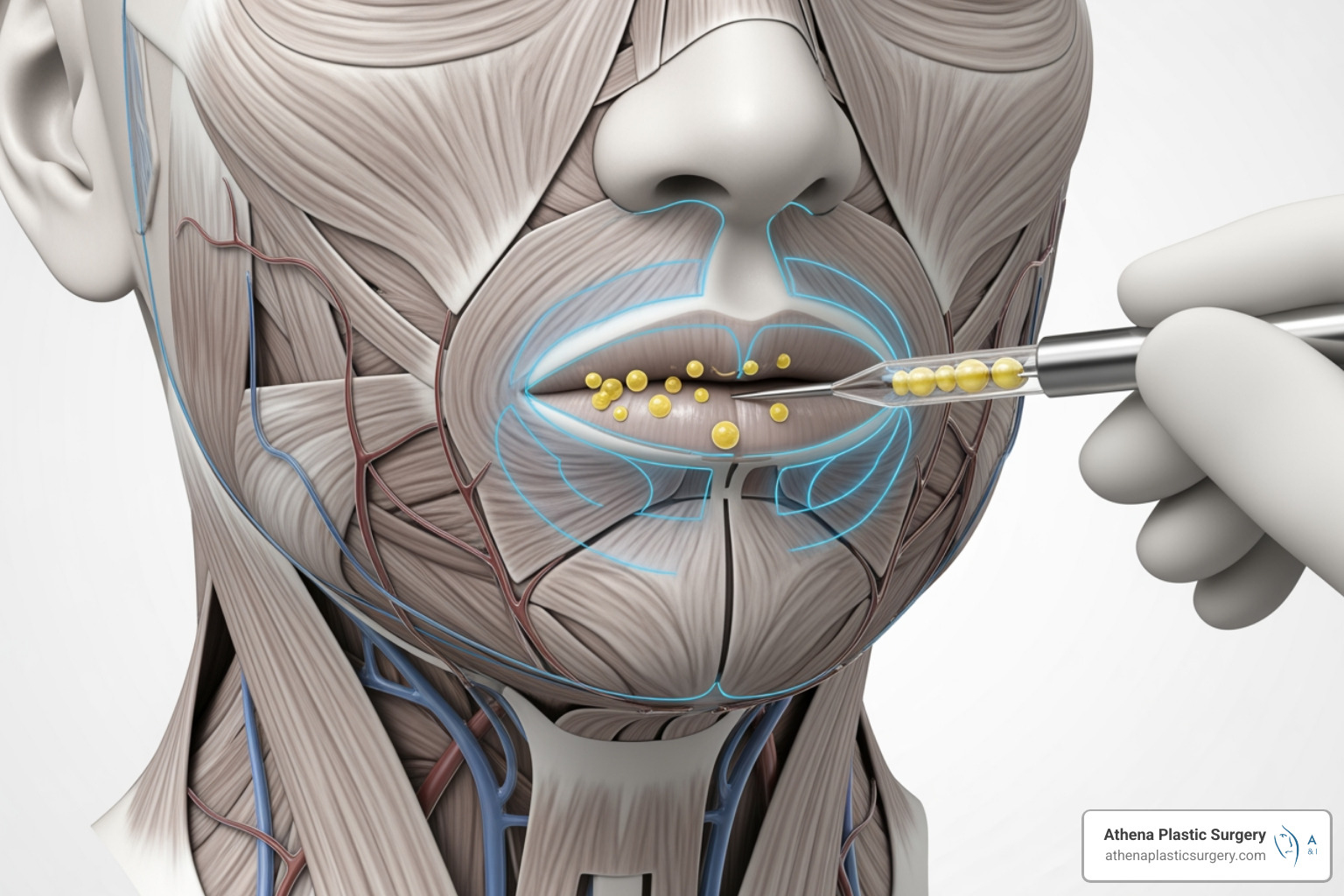 Diagram of microliposuction for facial fat removal - fat grafting removal from face