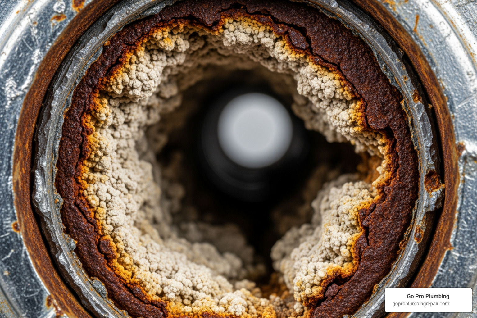 corroded galvanized pipe cross-section - low water pressure solutions