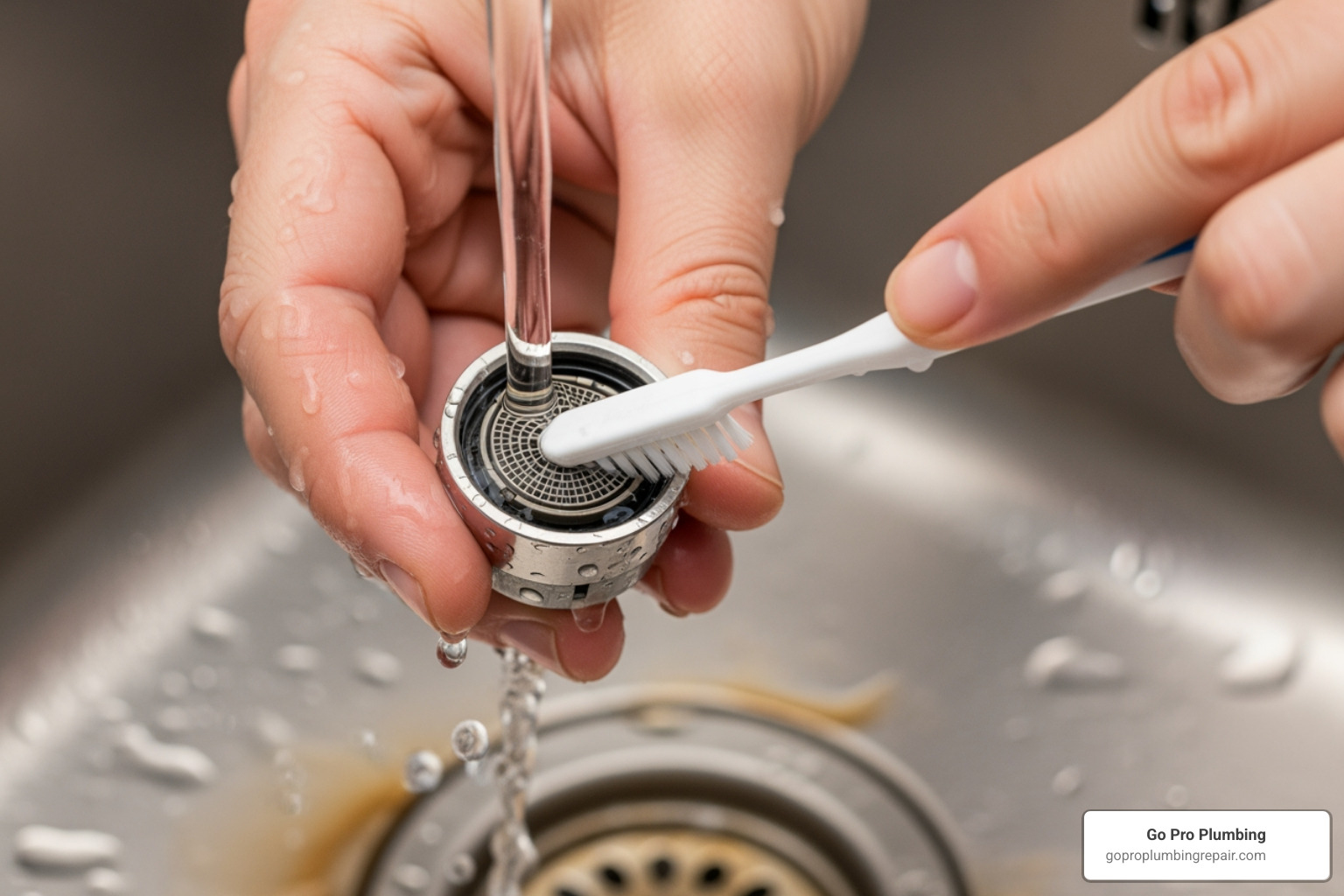 homeowner cleaning a faucet aerator - low water pressure solutions