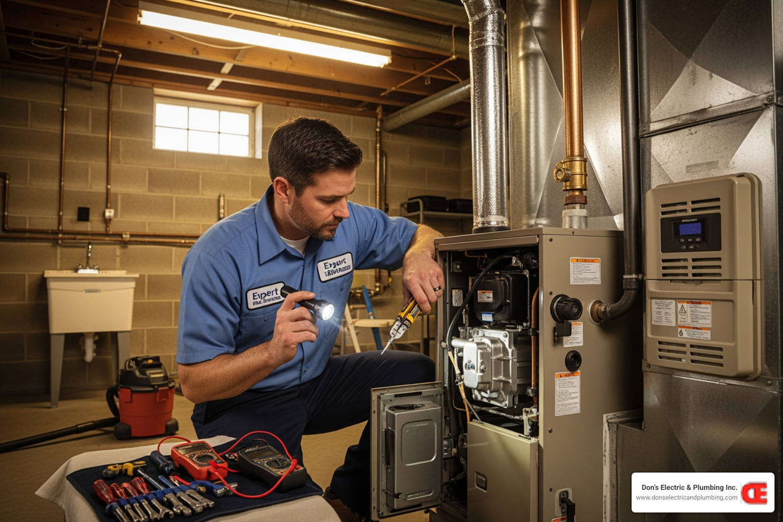 A technician performing a furnace tune-up - 24 hour furnace repair broadalbin A technician performing a furnace tune-up - 24 hour furnace repair broadalbin