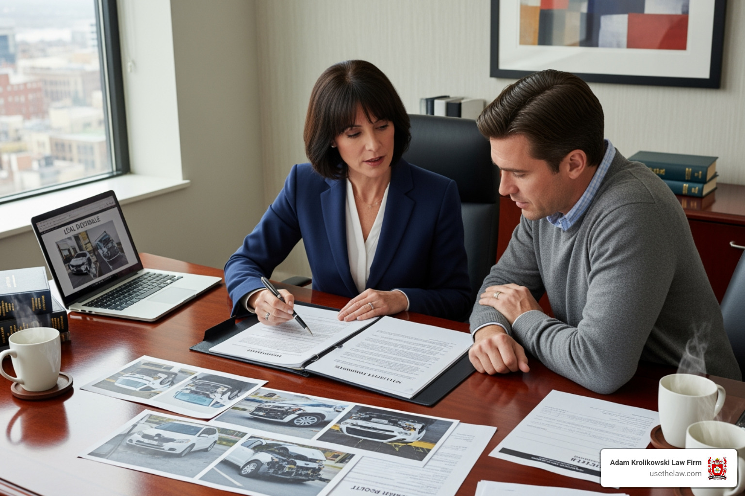 lawyer reviewing evidence with a client - Motorcycle accident compensation claims lawyer reviewing evidence with a client - Motorcycle accident compensation claims