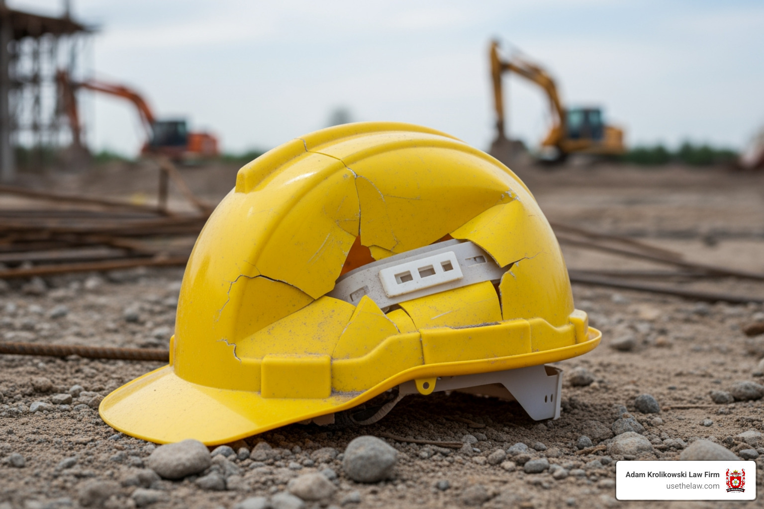 damaged hard hat - falling object injury damaged hard hat - falling object injury