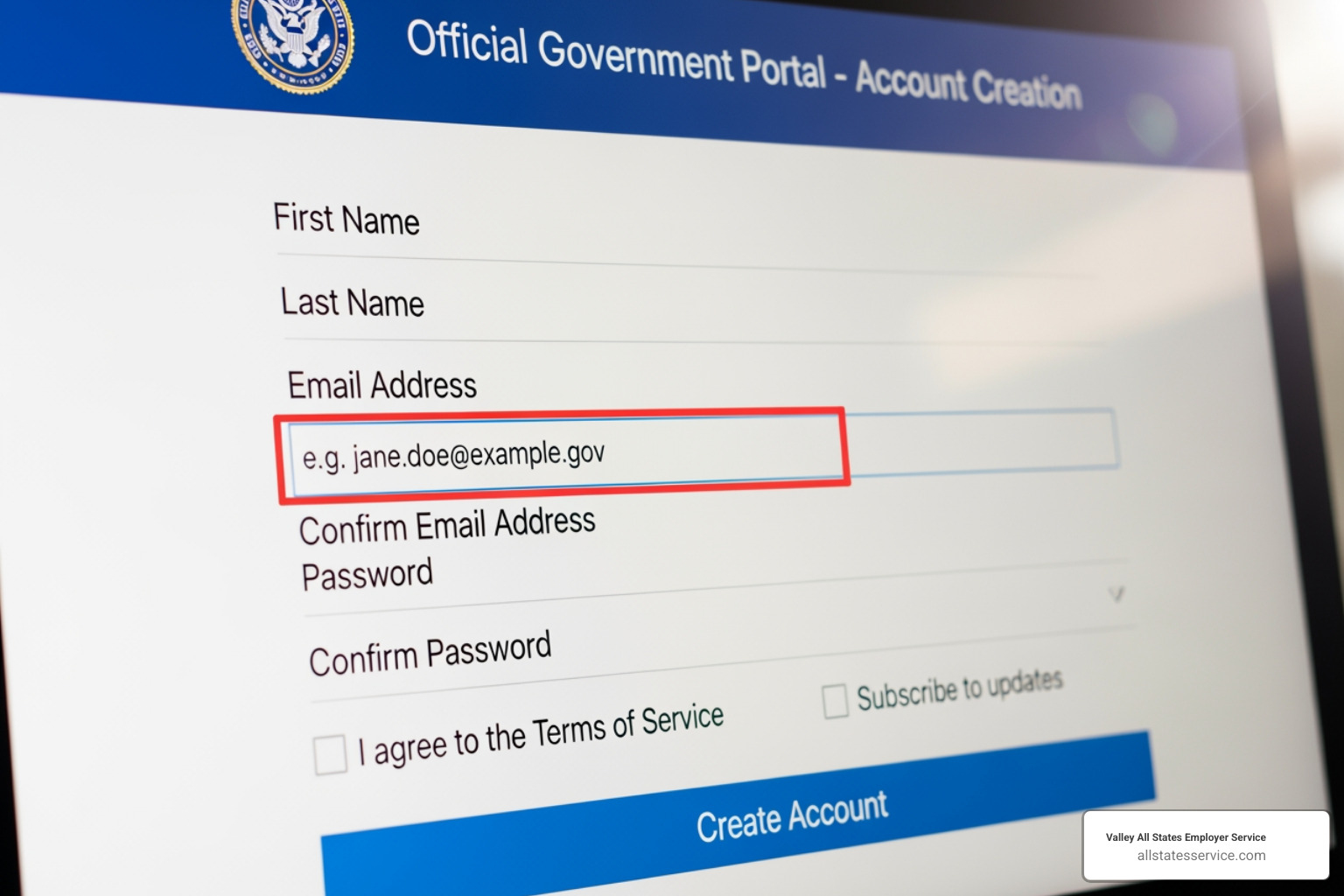 Login.gov account creation screen showing the email address entry field - E-Verify login help Login.gov account creation screen showing the email address entry field - E-Verify login help