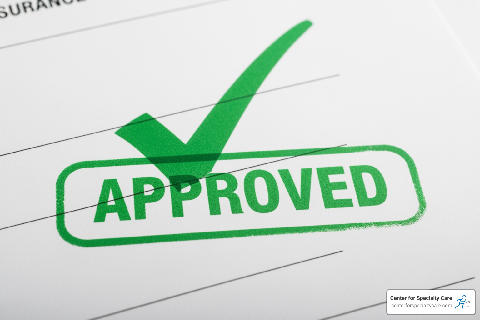 Illustration of an insurance approval document with a green checkmark, symbolizing successful claim processing - intracept procedure cost