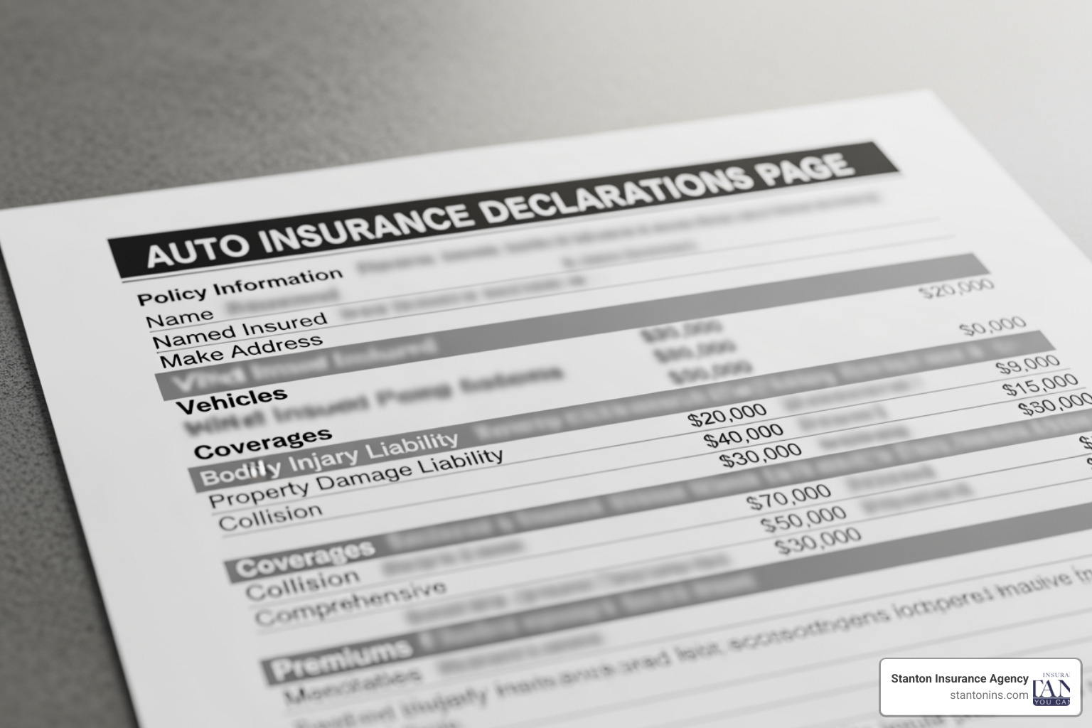 sample auto insurance declaration page - New Hampshire car insurance