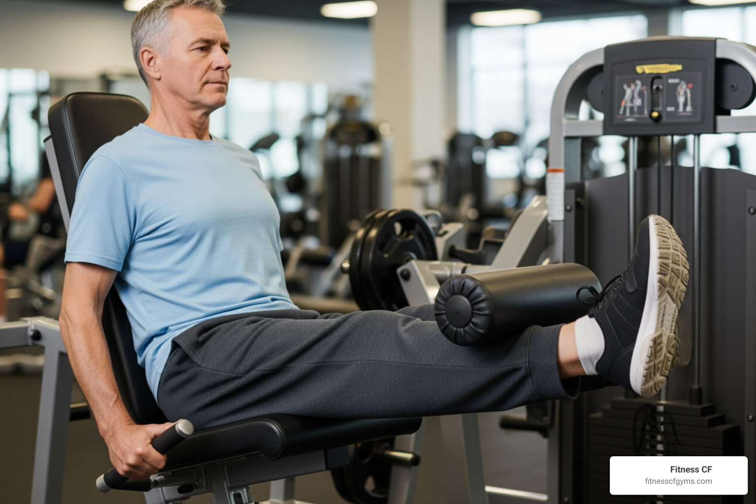 senior doing a seated knee extension - low impact hiit for seniors