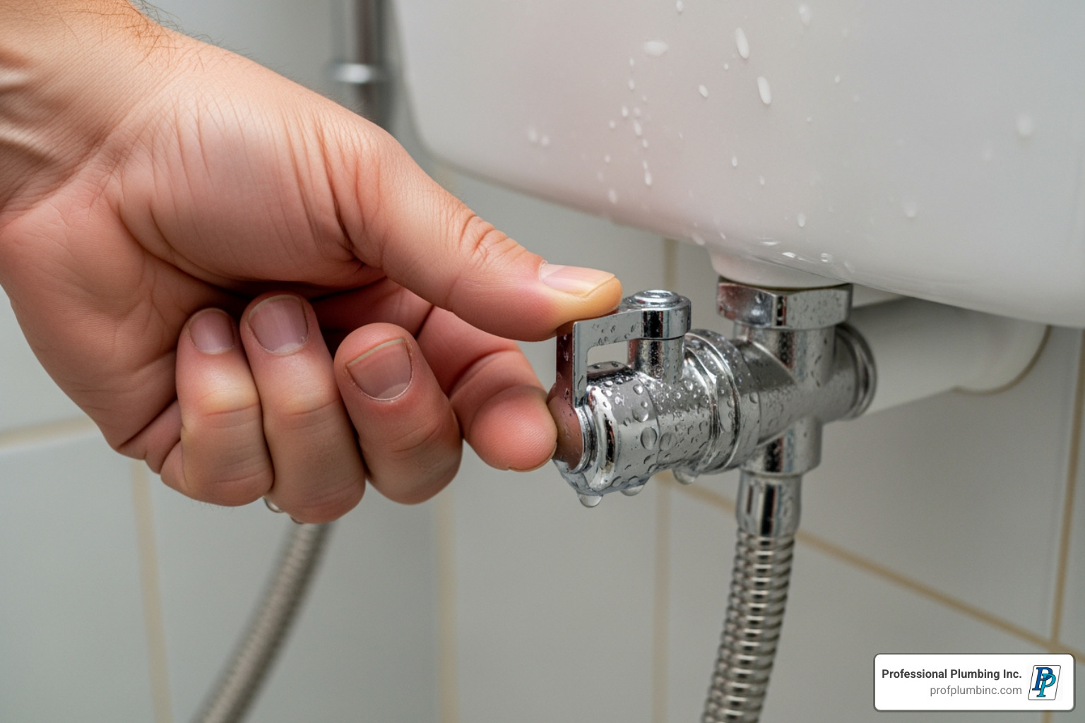 hand turning off toilet water supply valve - best way to fix a clogged toilet