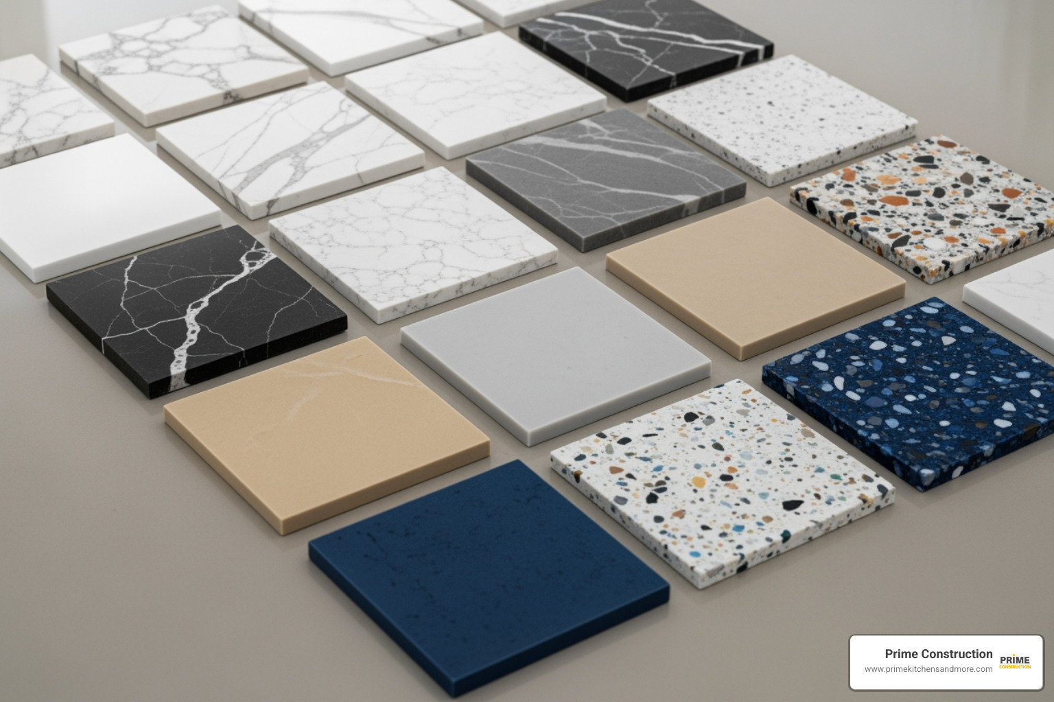 collection of quartz samples - quartz stone vanity top