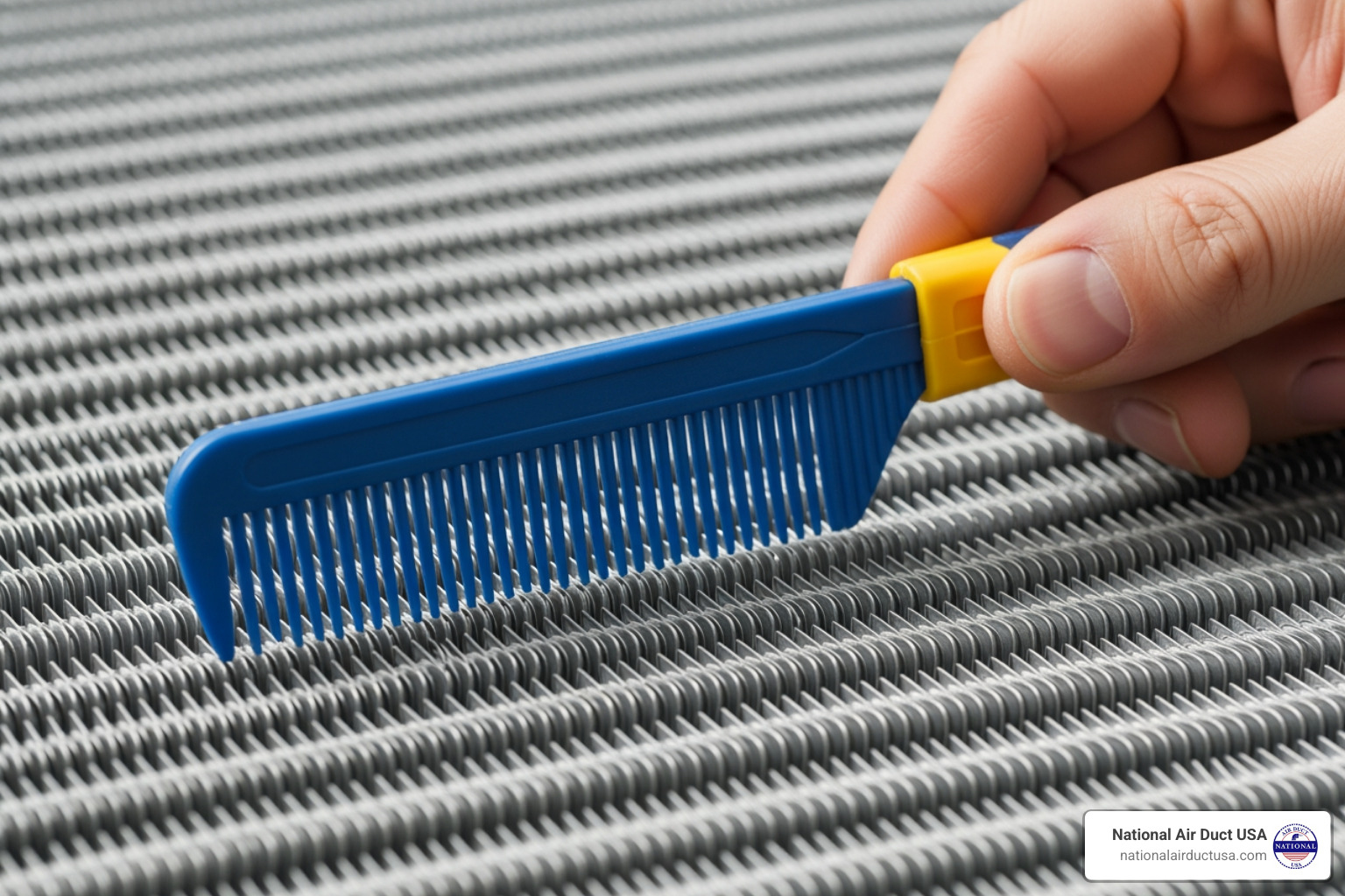 A fin comb straightening delicate fins - window ac coil cleaner