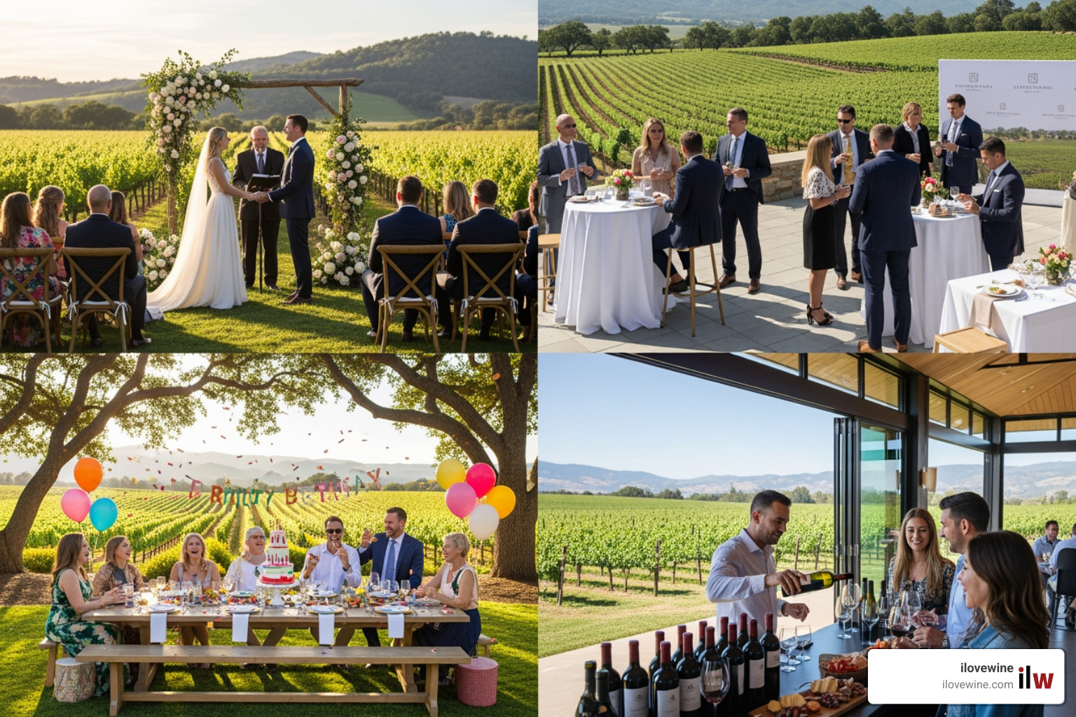 Diverse portfolio showcasing different event styles in Napa - Napa Valley event planner Diverse portfolio showcasing different event styles in Napa - Napa Valley event planner
