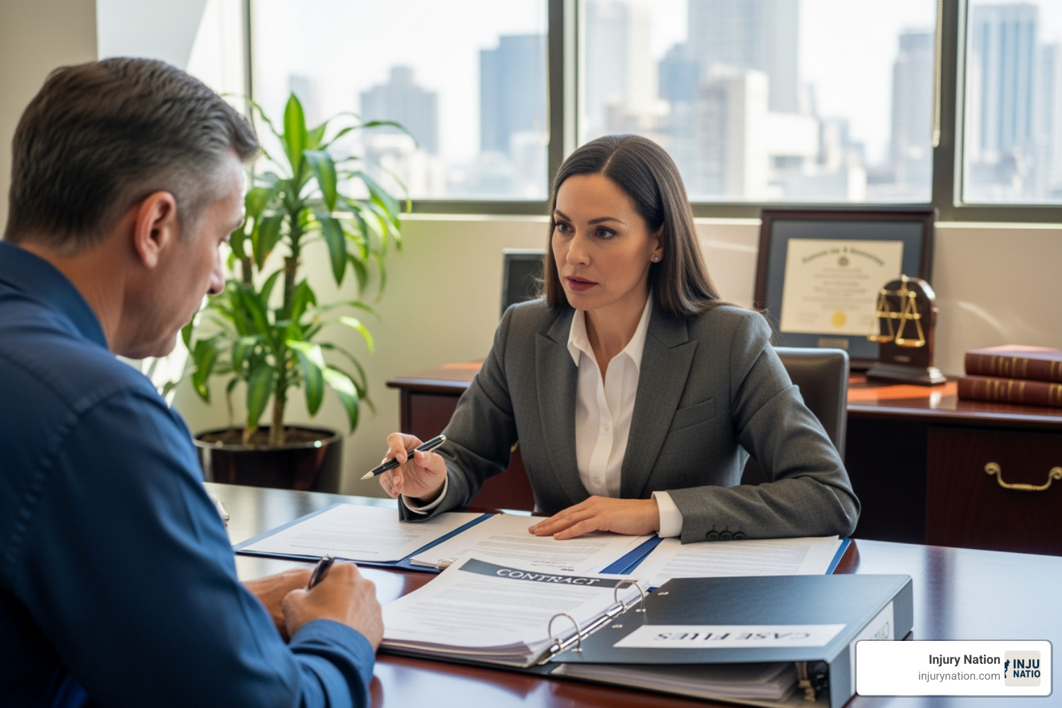 attorney and client discussing in office - what to expect during free consultation with personal injury attorney