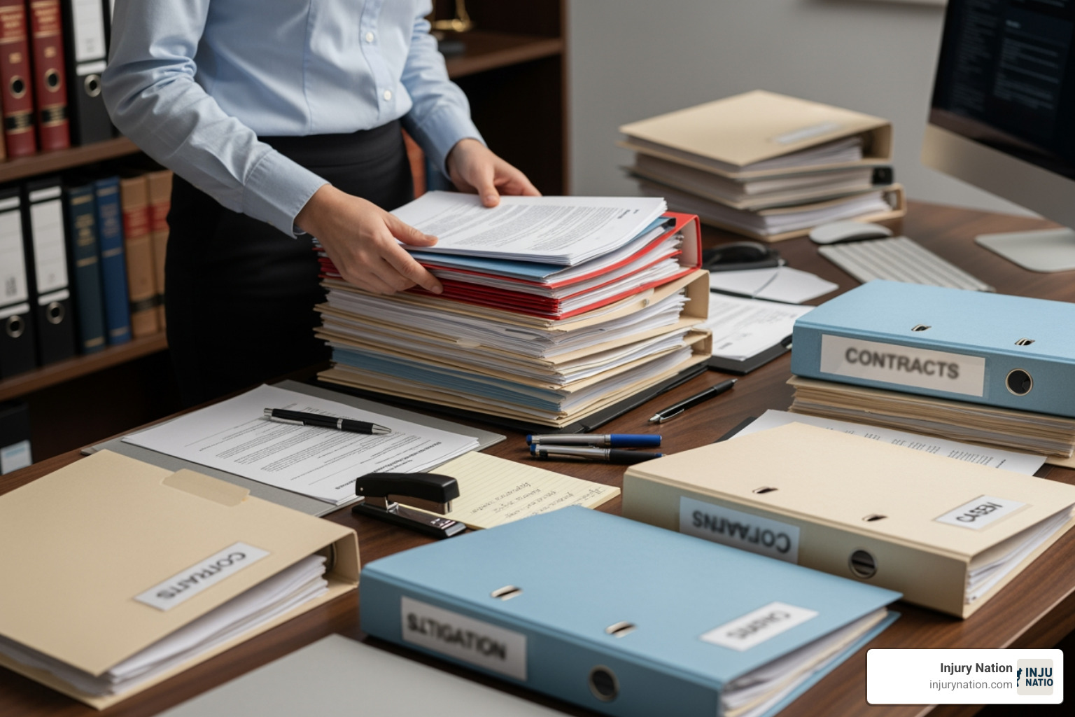 person organizing legal documents - what to expect during free consultation with personal injury attorney