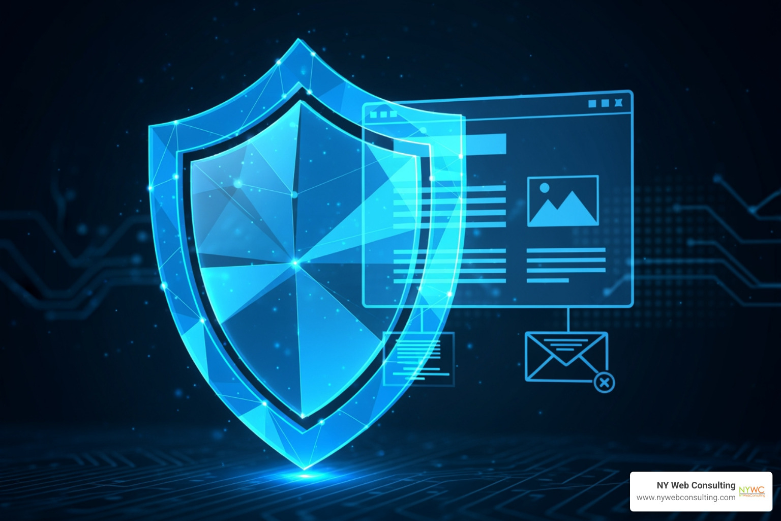 security shield protecting a website and email inbox - website hosting with email security shield protecting a website and email inbox - website hosting with email