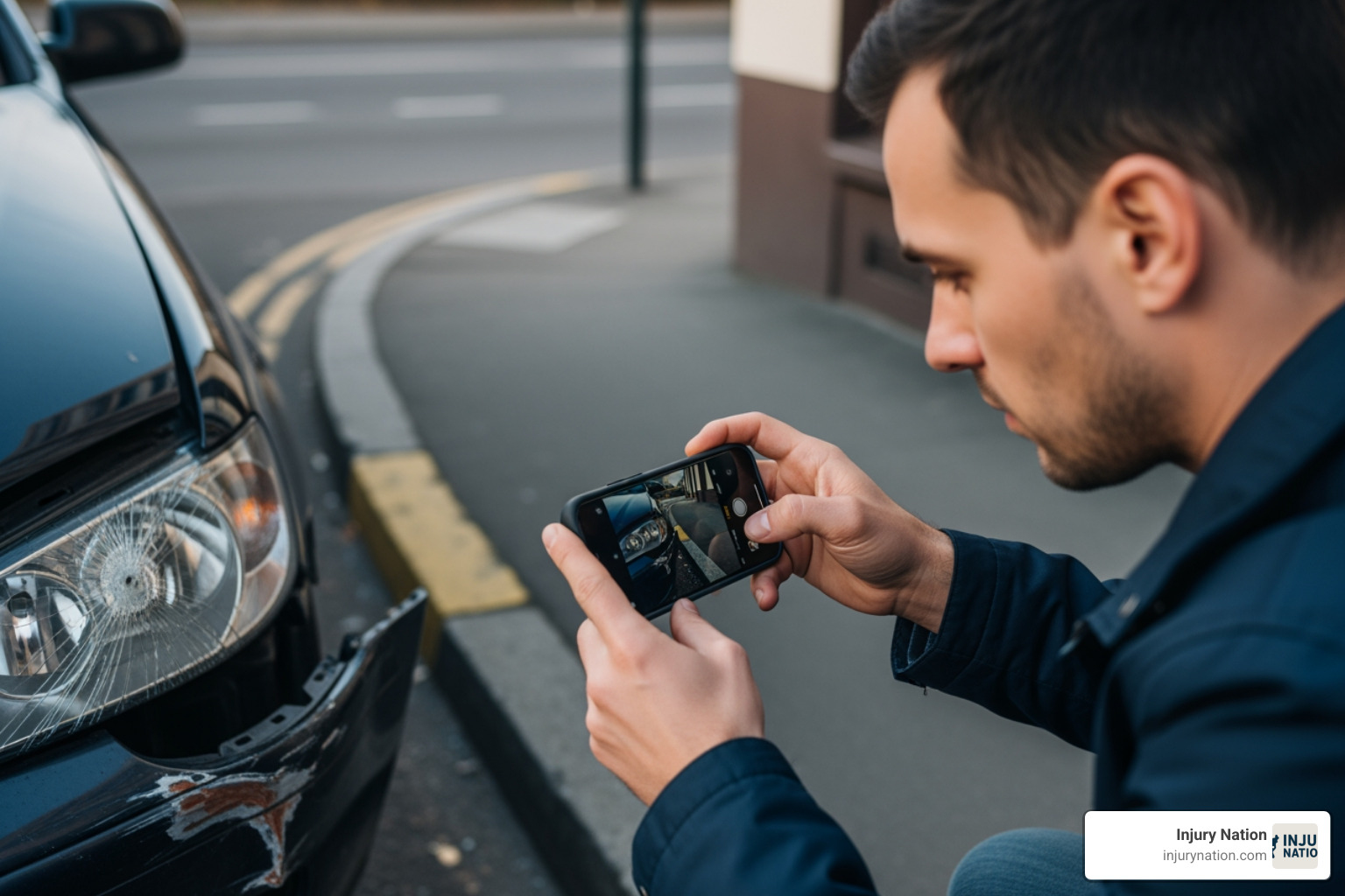 person taking photo - Accident victim help