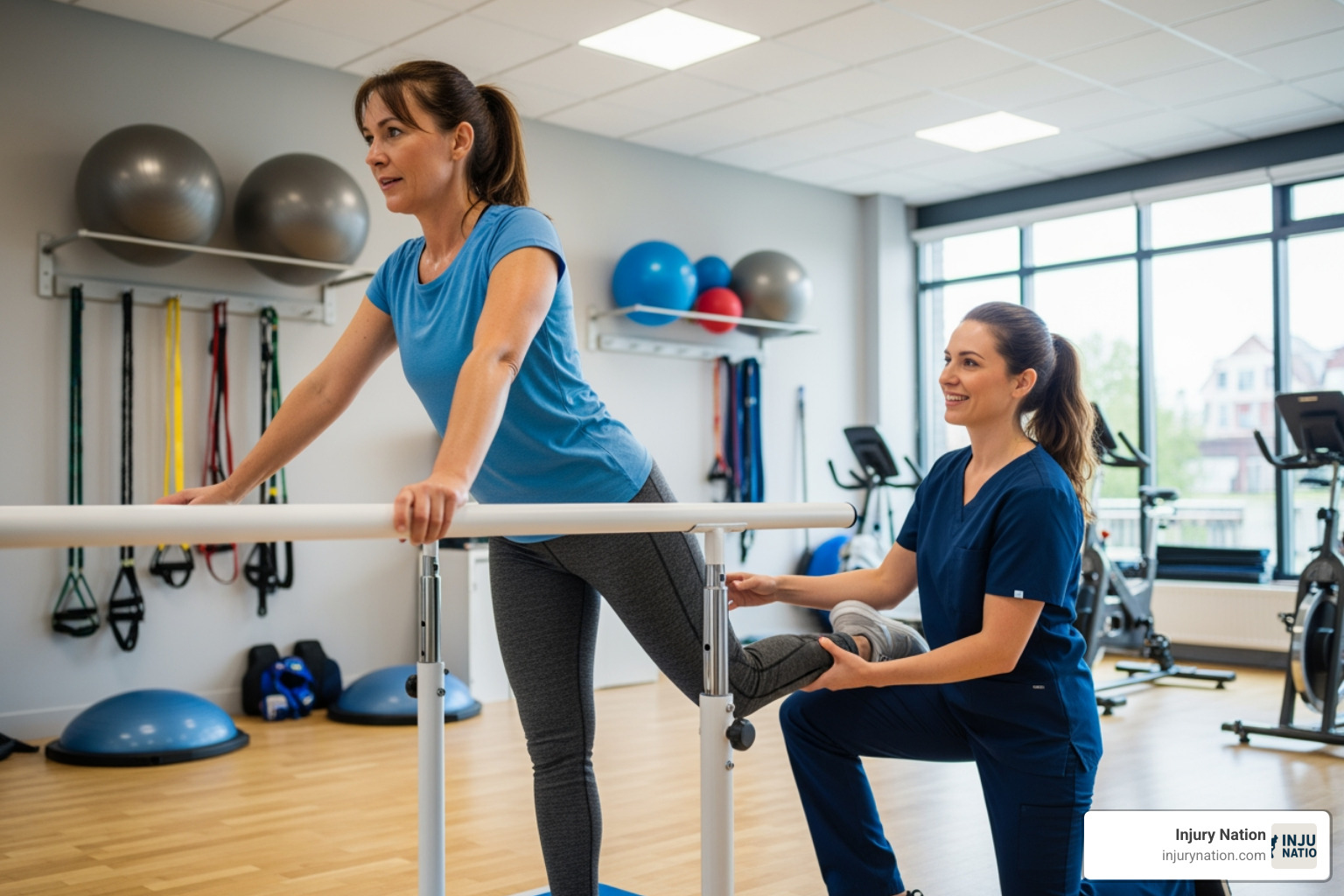 person in physical therapy, representing the costs of recovery - Pedestrian accident attorney