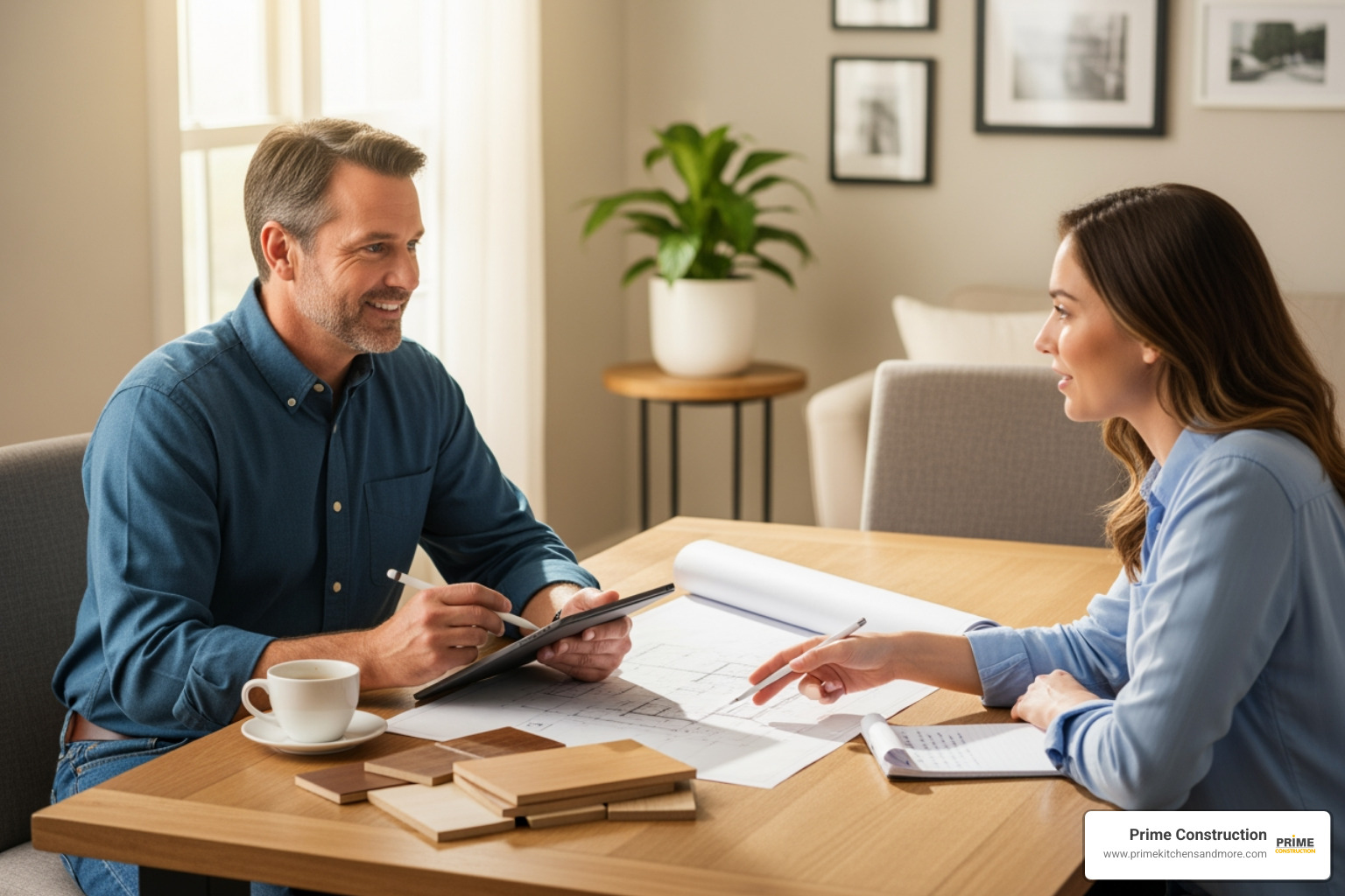 contractor writing up an estimate for a homeowner - shower demolition cost