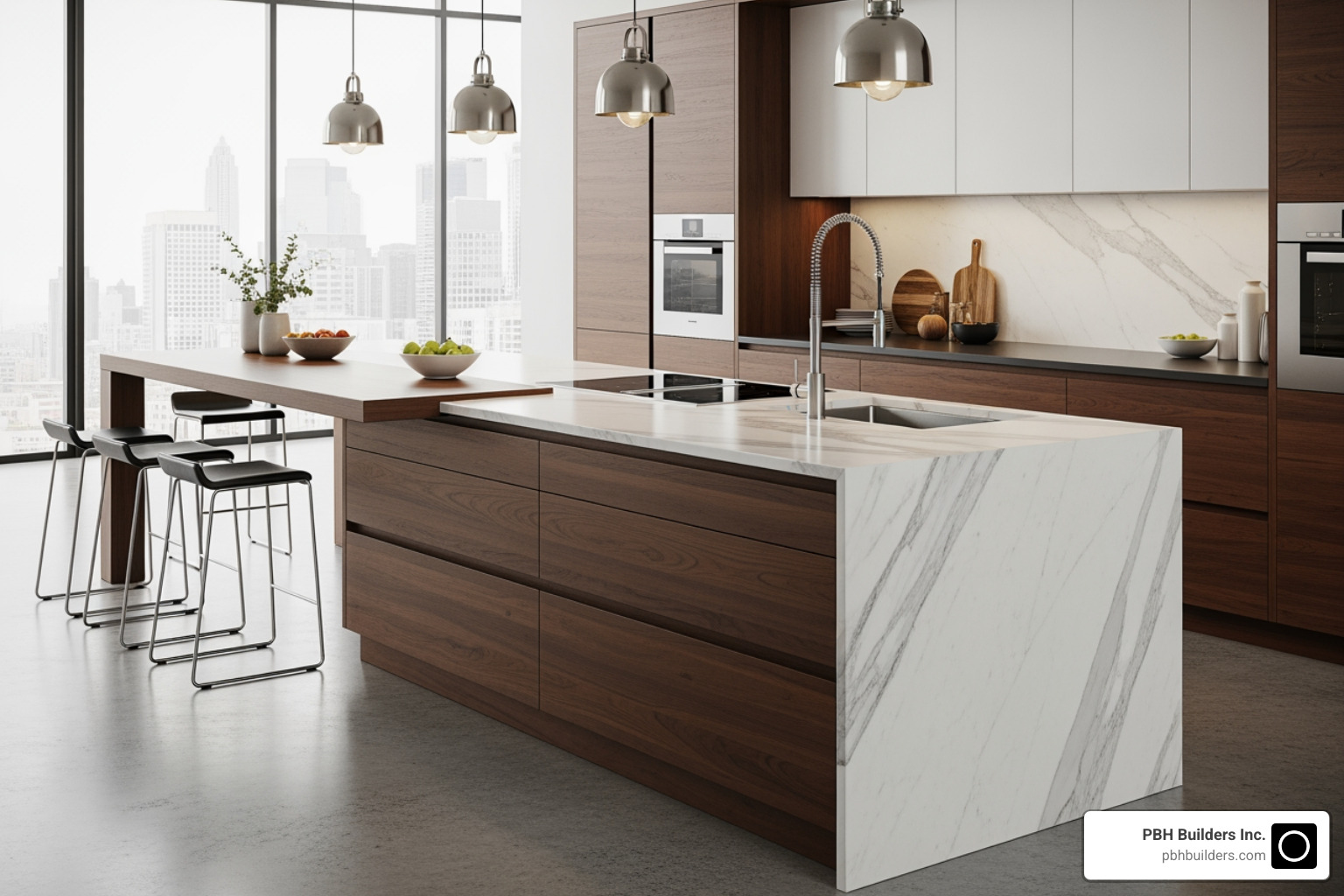 Unique kitchen island with waterfall countertop - Custom kitchen island designs Unique kitchen island with waterfall countertop - Custom kitchen island designs