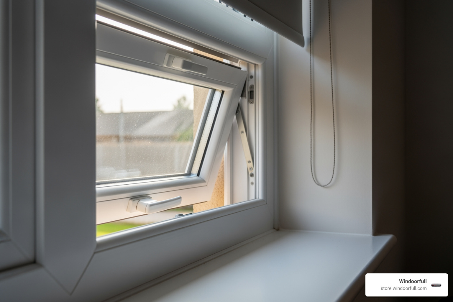 of a window in the top-tilted position for draft-free airflow - white tilt and turn windows of a window in the top-tilted position for draft-free airflow - white tilt and turn windows