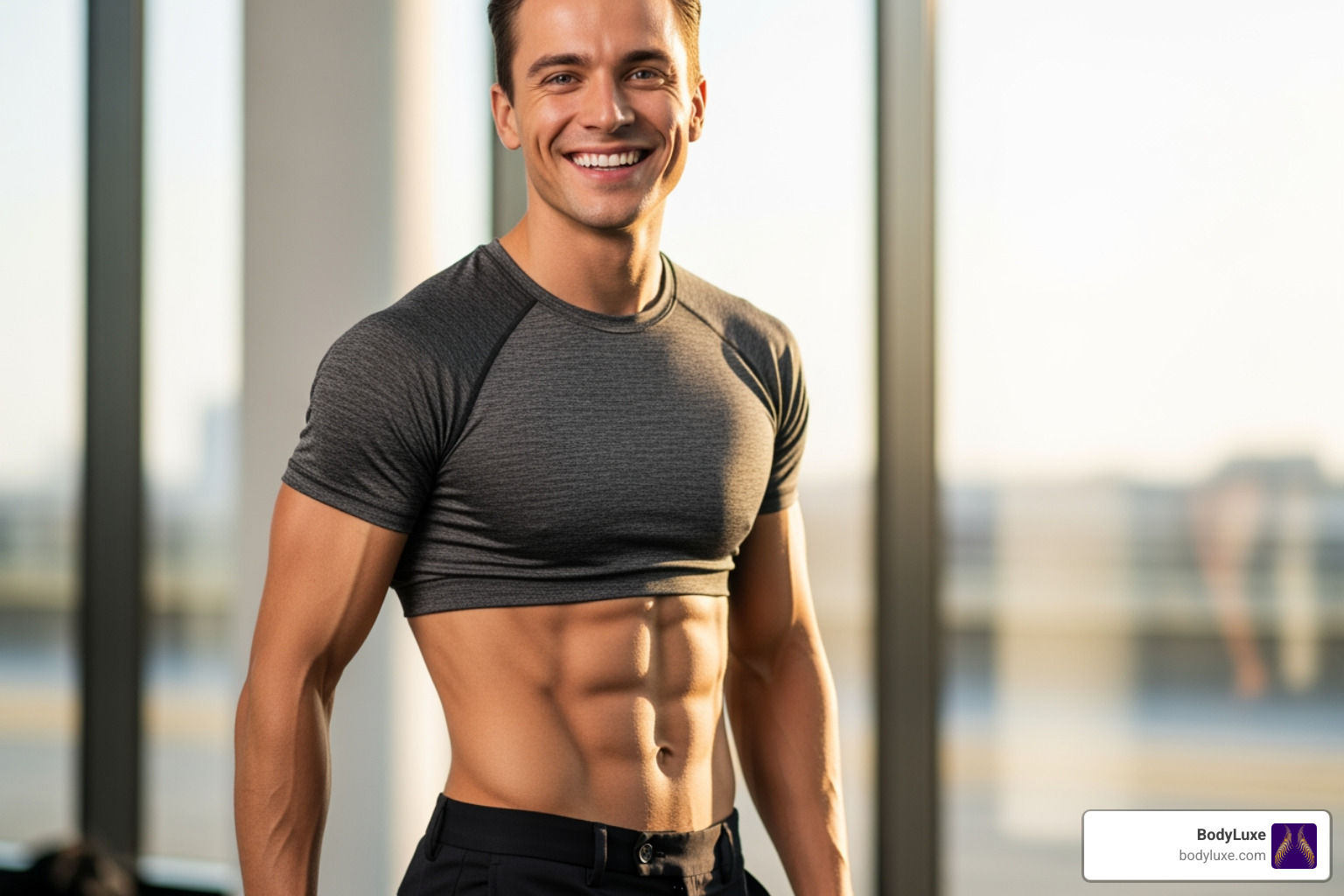 a person looking happy and confident in fitted clothing - Lipo under local