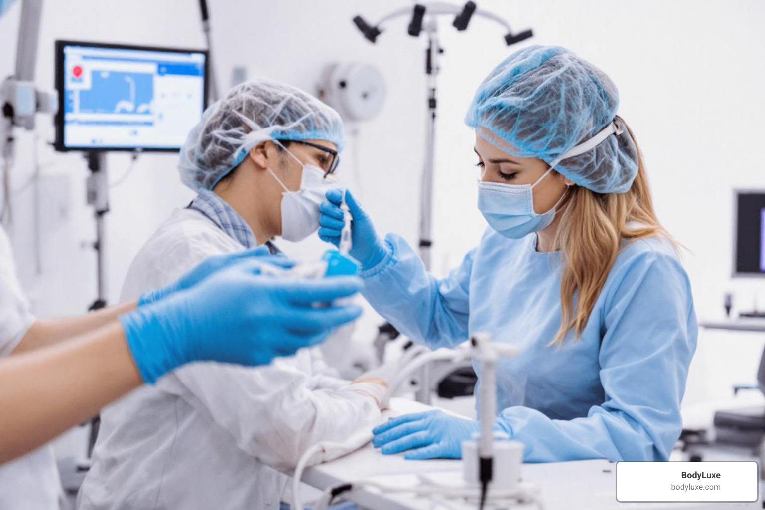 steps of fat harvesting, purification, and injection for BBL - Local anesthesia BBL