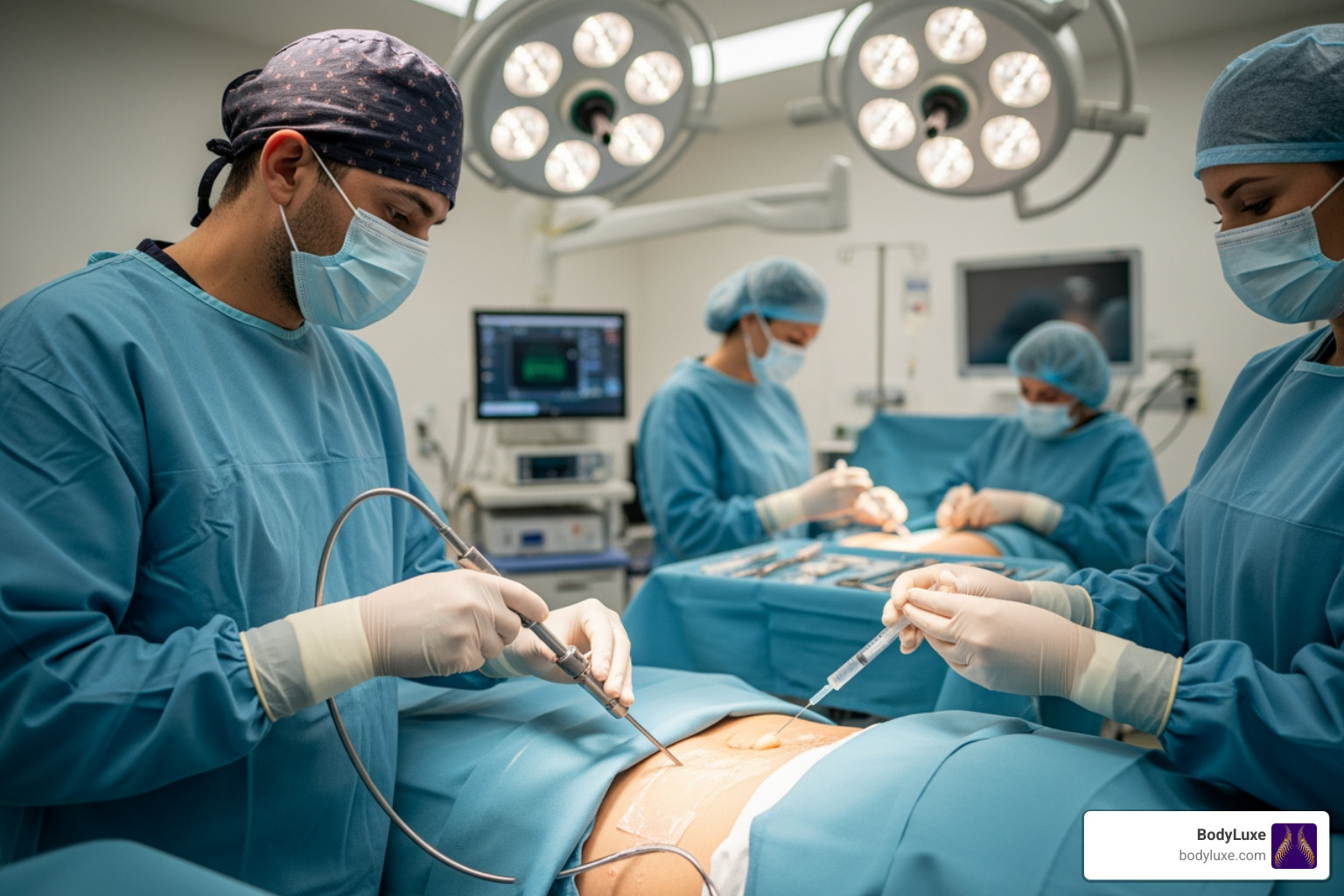 Fat harvesting from the abdomen and injection into the hip dips - hip fat injections Fat harvesting from the abdomen and injection into the hip dips - hip fat injections