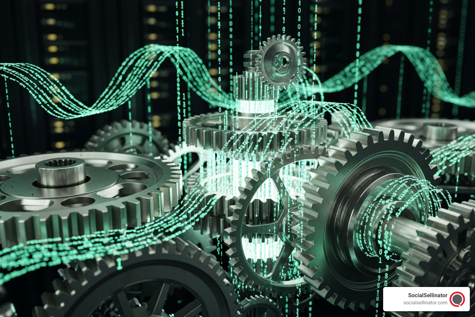 a website's code with gears turning, symbolizing the intricate workings of technical SEO optimization - search engines optimization company
