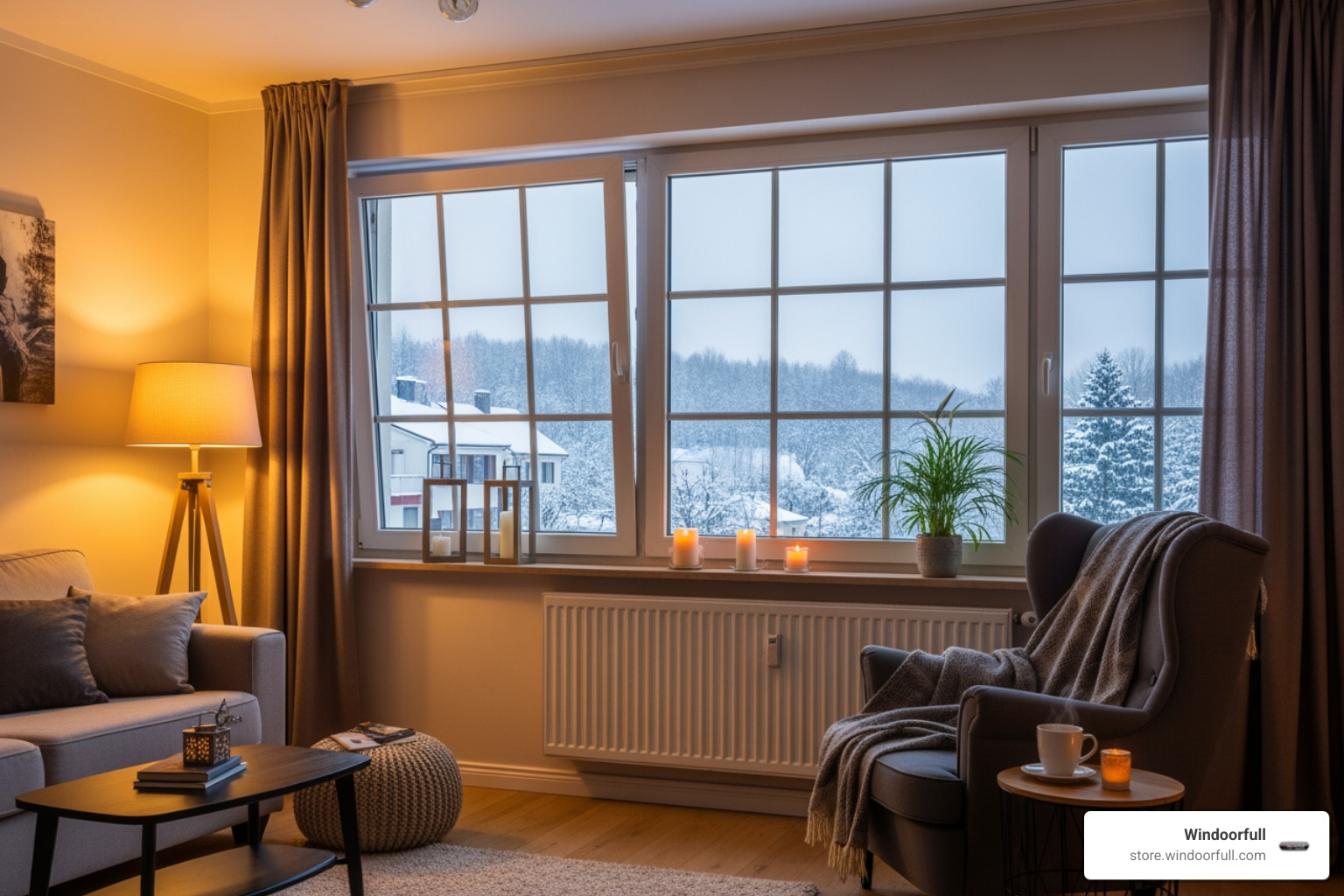 cozy, well-lit interior next to a European window in winter - european windows in usa cozy, well-lit interior next to a European window in winter - european windows in usa