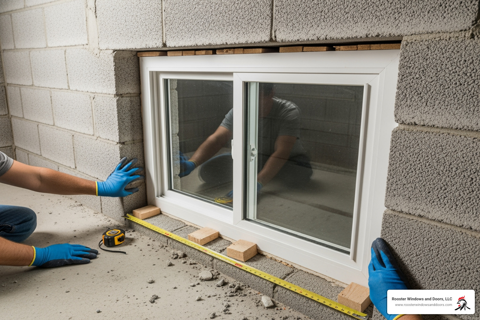 New window unit being placed into opening - how to install basement windows New window unit being placed into opening - how to install basement windows