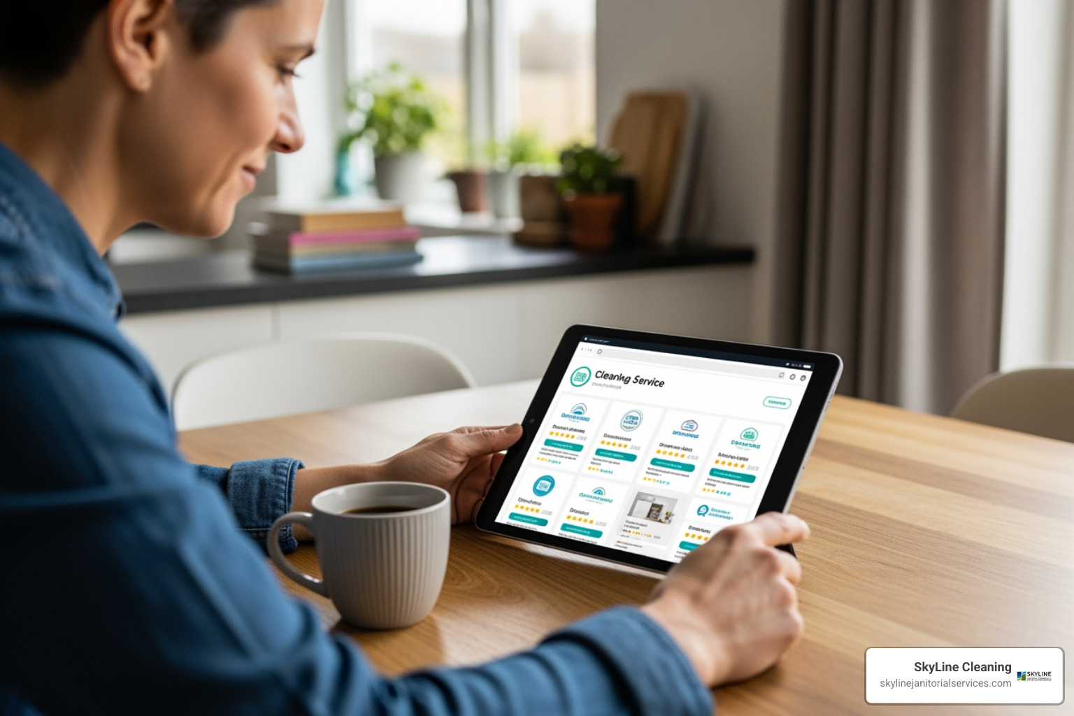 A local resident comparing cleaning service quotes online - chicago cleaning services