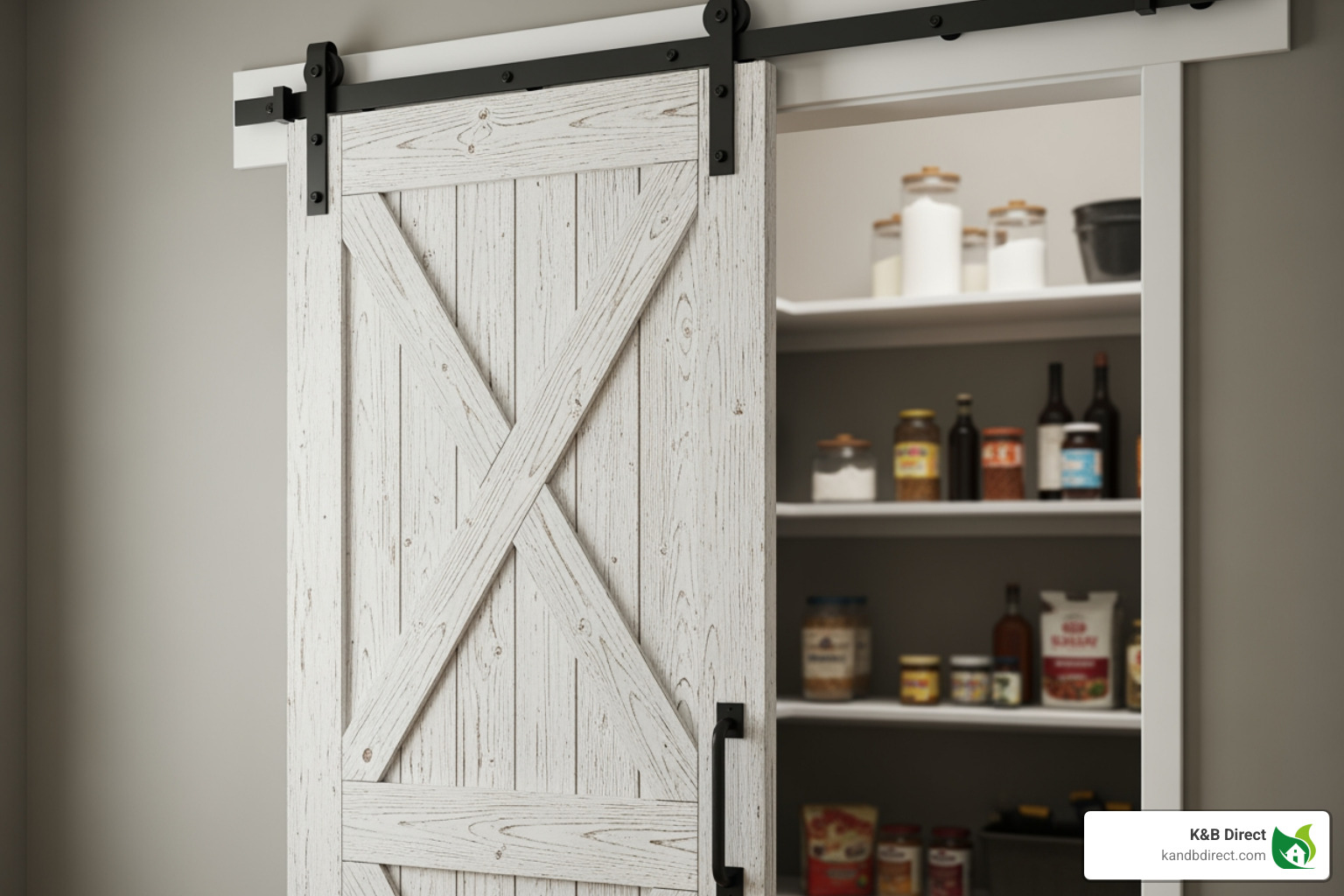 rustic white sliding barn door used as a pantry entrance - White sliding doors rustic white sliding barn door used as a pantry entrance - White sliding doors