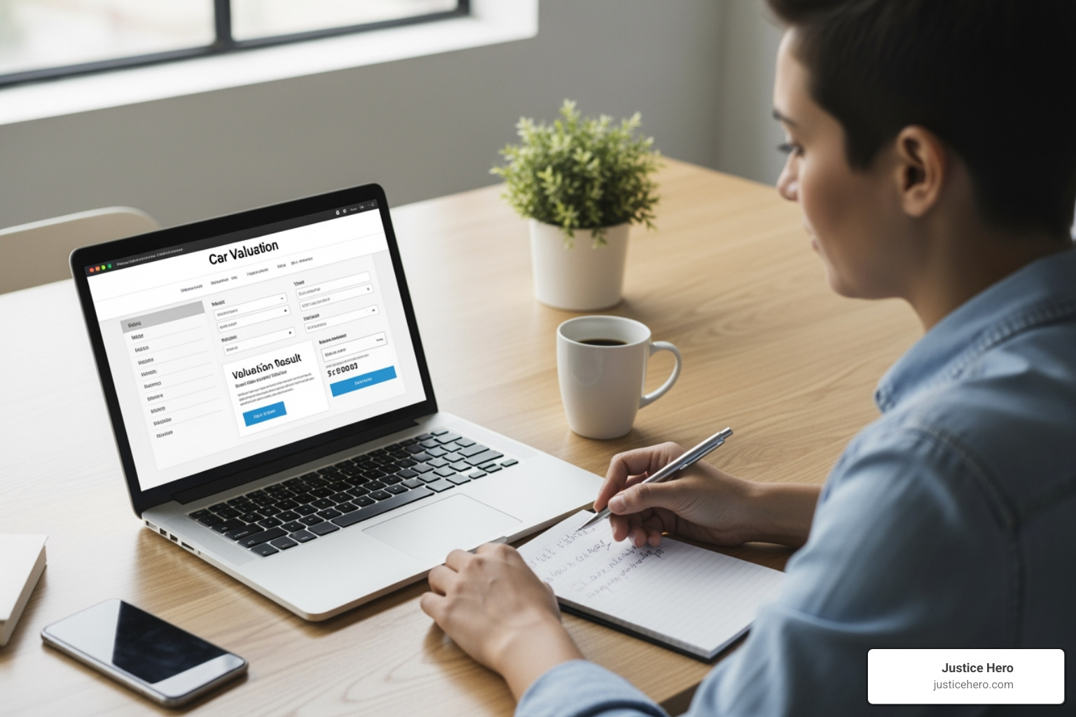 person using an online valuation tool - Diminished value claim