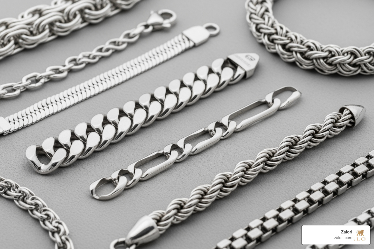 Collection of different Italian silver bracelet styles like Figaro, Cuban, and Rope - 925 italy bracelet Collection of different Italian silver bracelet styles like Figaro, Cuban, and Rope - 925 italy bracelet