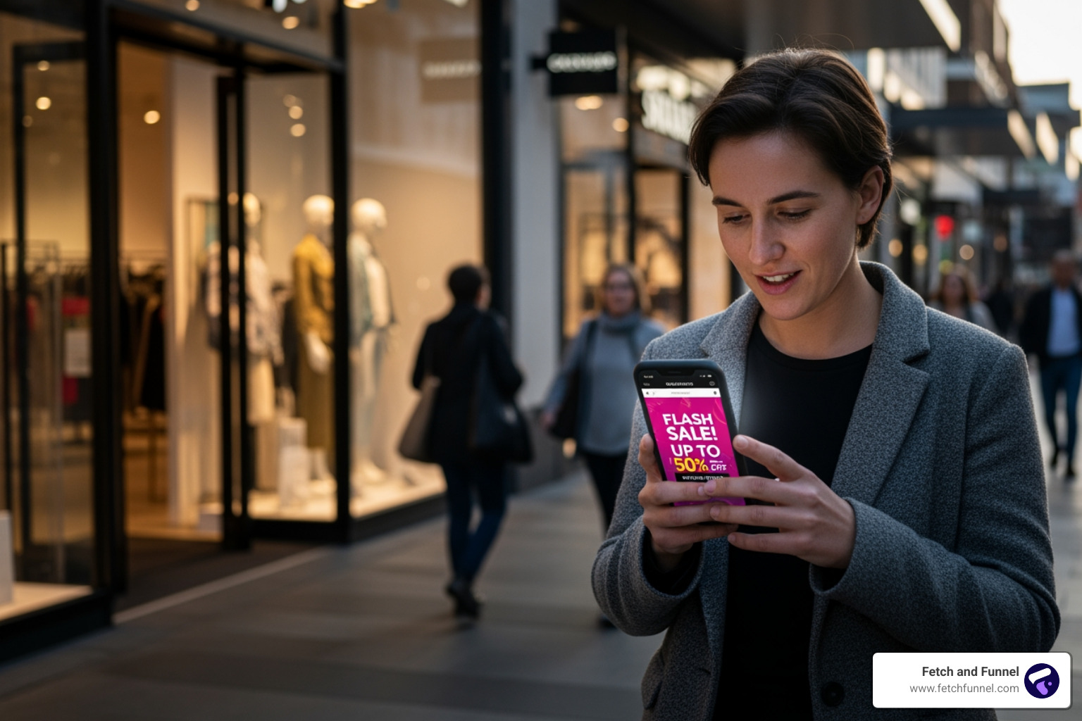 person receiving targeted offer - geofence technology person receiving targeted offer - geofence technology