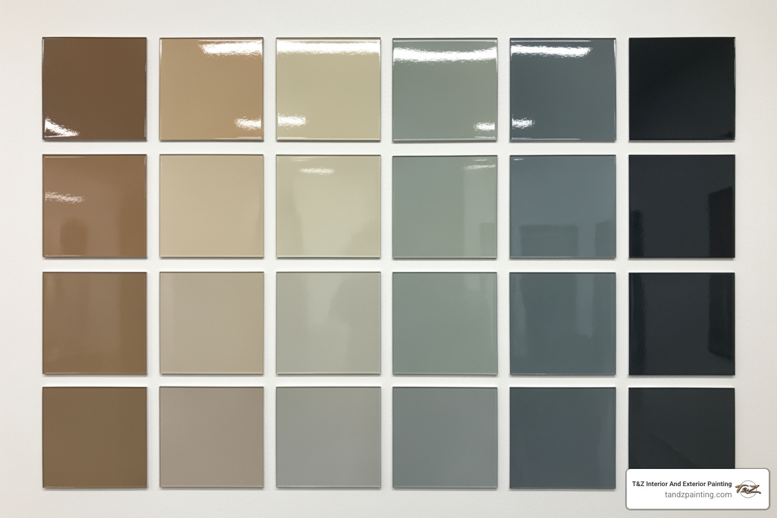 paint swatches showing different sheens - interior painting contractor