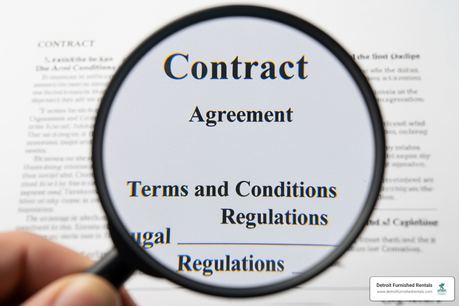 document with magnifying glass on regulations - short term apartment