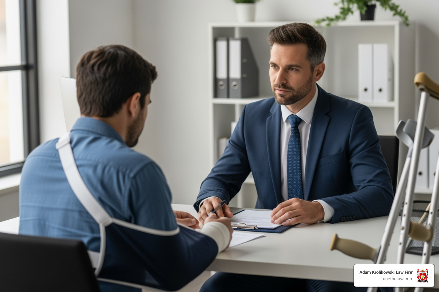 lawyer meeting with an injured client - Catastrophic work injury lawyer lawyer meeting with an injured client - Catastrophic work injury lawyer