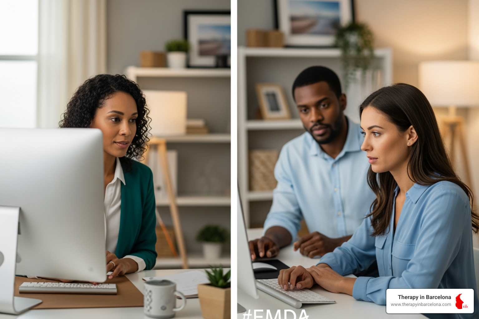 A therapist and client engaging in a productive online EMDR session - EMDR therapy benefits