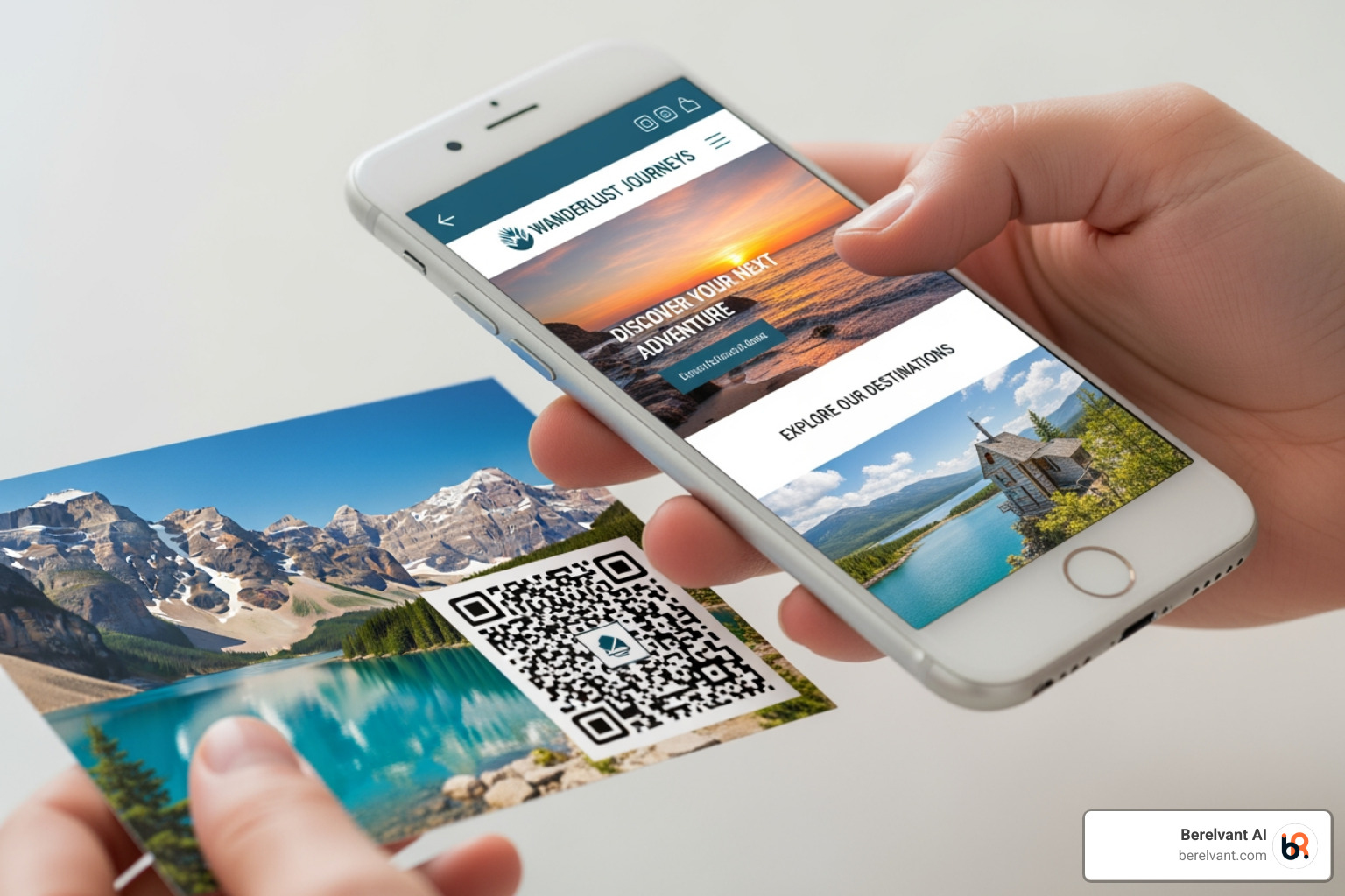 QR code on a postcard leading to a mobile landing page - how digital marketing agencies offer direct mail services